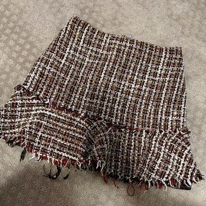 miami Tweed Mini Skirt in Red, White & Black